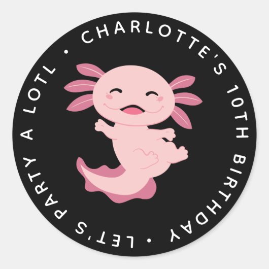 Sticker Rond Faisons la fête un lot ・ Anniversaire Axolotl (Devant)