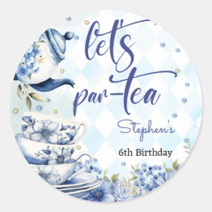 Sticker Rond Faisons l'anniversaire par-thé pour les enfants