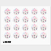 Sticker Rond Faisons pawty rose mignonette chiots fête d'annive (Feuille)