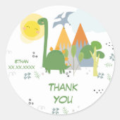Sticker Rond Faisons rugir Dino fête enfants anniversaire merci (Devant)