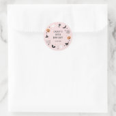 Sticker Rond Faisons un anniversaire éffrayant Halloween rose (Sac)