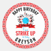 Sticker Rond Faisons une partie de bowling ! Fête d'anniversair (Devant)