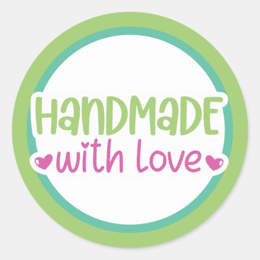 Sticker Rond Fait à la main avec amour (Devant)
