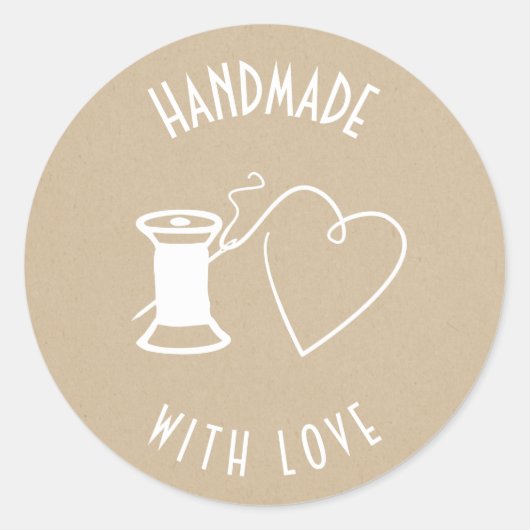 Sticker Rond Fait à la main avec amour (Devant)
