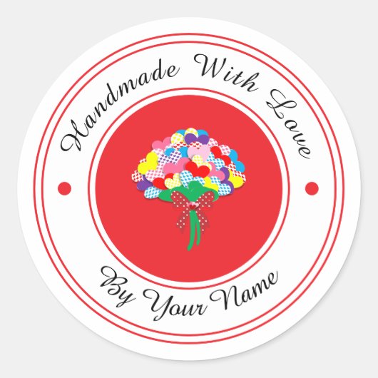 Sticker Rond Fait à la main avec amour (Devant)