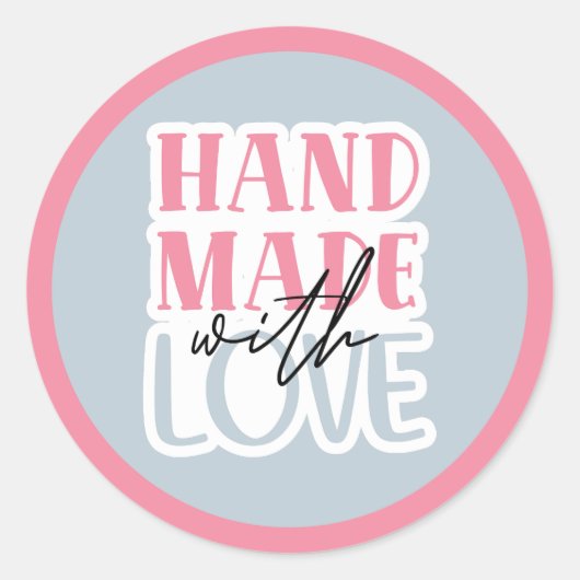 Sticker Rond Fait à la main avec amour (Devant)
