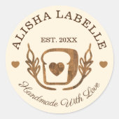 Sticker Rond Fait À La Main Avec Amour Boulangerie Rustique Pai (Devant)