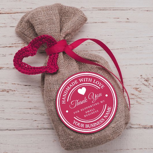 Sticker Rond Fait à la main avec amour | merci