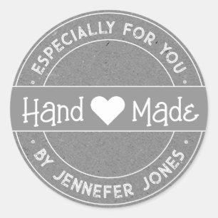 Sticker Rond Fait À La Main Avec Amour, Particulièrement Pour V