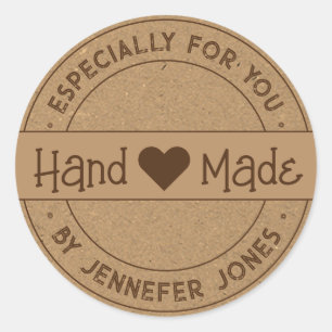 Sticker Rond Fait À La Main Avec Amour Particulièrement Pour Vo