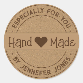 Sticker Rond Fait À La Main Avec Amour Particulièrement Pour Vo