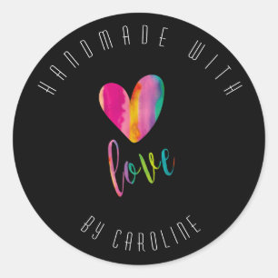 Sticker Rond Fait à la main avec amour Personnalisé