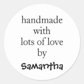 Sticker Rond Fait à la main avec beaucoup d'amour par Nom Noir  (Devant)