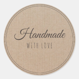 Sticker Rond Fait à la main avec l'amour Produit Vintage Sticke