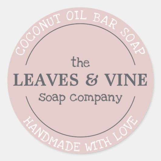 Sticker Rond Fait À La Main Avec L'Amour Rose (Devant)