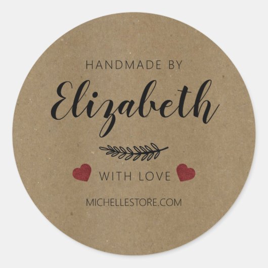 Sticker Rond Fait à la main avec les Coeurs d'Amour (Devant)