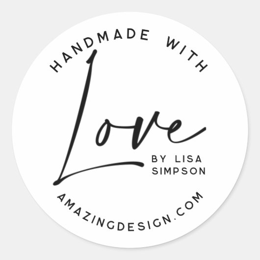 Sticker Rond Fait à la main avec script d'amour (Devant)