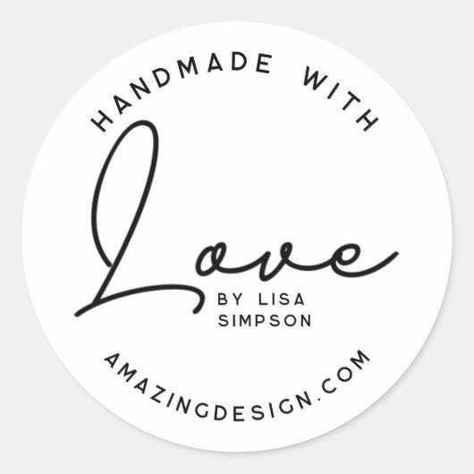 Sticker Rond Fait à la main avec script d'amour (Devant)