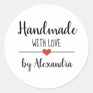 Sticker Rond Fait à la main avec un script simple d'amour pers