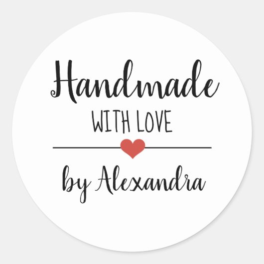 Sticker Rond Fait à la main avec un script simple d'amour perso (Devant)