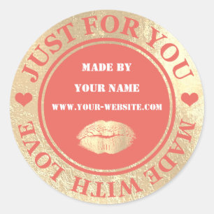 Sticker Rond Fait à la main juste pour vous fait Coral Gold Par