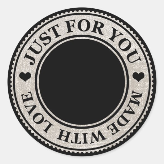 Sticker Rond Fait à la main juste pour vous fait l'amour noir i (Devant)