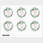 Sticker Rond Fait à la main par Noël personnalisé (Feuille)