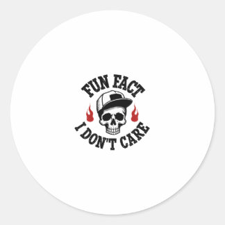 Sticker Rond Fait amusant, je m'en fiche, squelette drôle qui d