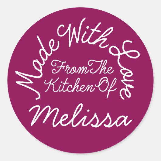 Sticker Rond Fait Avec Amour De La Cuisine De (Devant)
