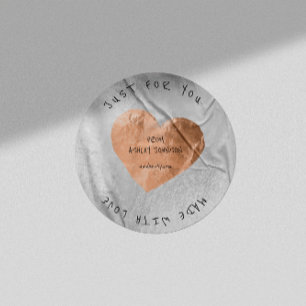 Sticker Rond Fait avec amour pour vous l'argent d'or de rose de
