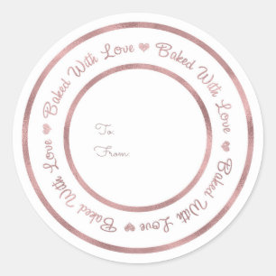 Sticker Rond Fait avec amour Trait Rose Gold Moderne Glam