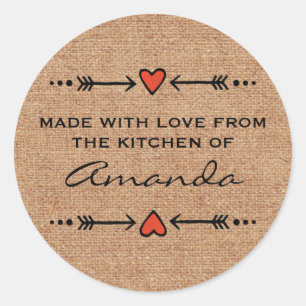 Sticker Rond Fait avec la toile de jute de cuisine de flèches