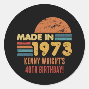 Sticker Rond Fait En 1973 50e Anniversaire