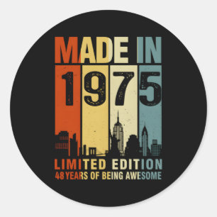 Sticker Rond Fait En 1975 48 Ans D'Être Étonnant