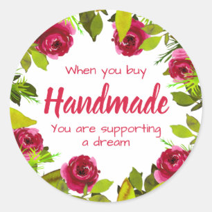 Sticker Rond Fait main avec amour