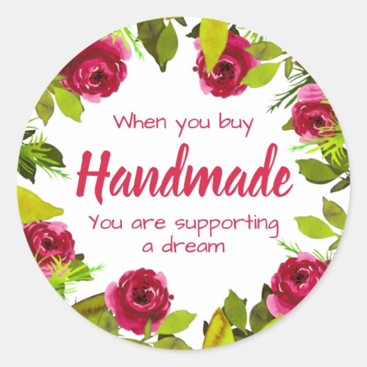 Sticker Rond Fait main avec amour (Devant)