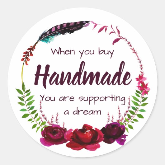 Sticker Rond Fait main avec amour (Devant)