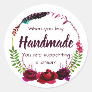 Sticker Rond Fait main avec amour