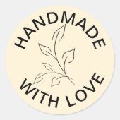 Sticker Rond Fait main avec amour (Devant)