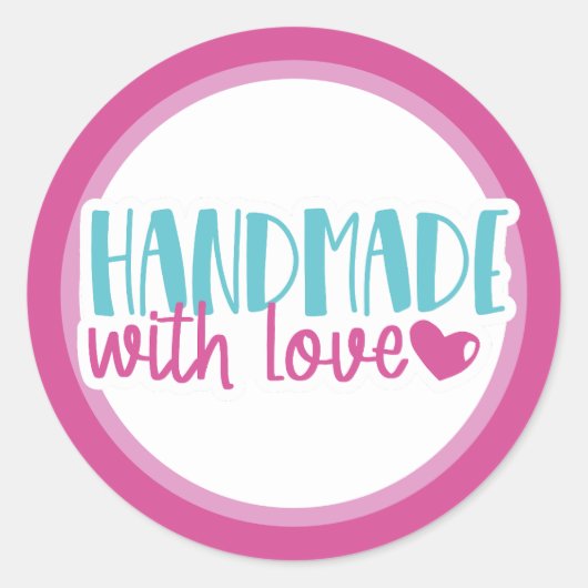 Sticker Rond Fait main avec amour (Devant)