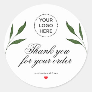 Sticker Rond Fait main avec amour Merci