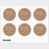 Sticker Rond Fait main avec amour Rustique Moderne (Feuille)