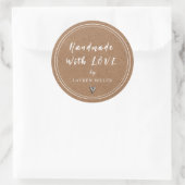 Sticker Rond Fait main avec amour Rustique Moderne (Sac)