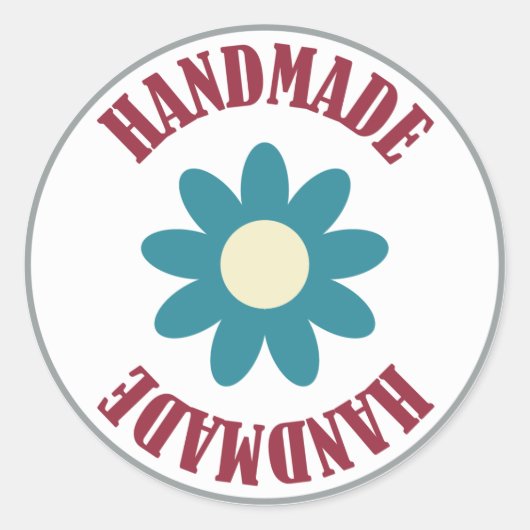 Sticker Rond Fait main avec une fleur (Devant)