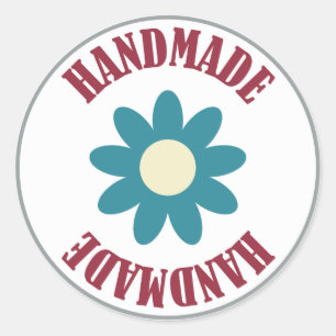 Sticker Rond Fait main avec une fleur