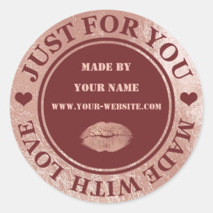 Sticker Rond Fait main juste pour vous a fait le baiser d'or de