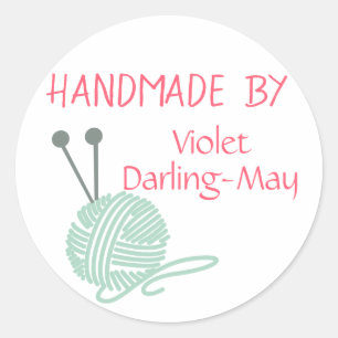 Sticker Rond Fait main par - Tricot Laine & Aiguilles Personnal