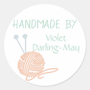 Sticker Rond Fait main par - Tricot Laine & Aiguilles Personnal