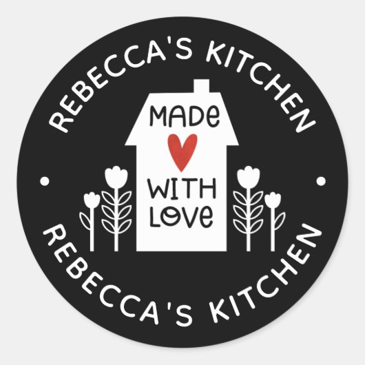 Sticker Rond Fait Maison Avec Amour (Devant)