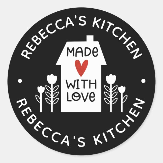 Sticker Rond Fait Maison Avec Amour (Devant)